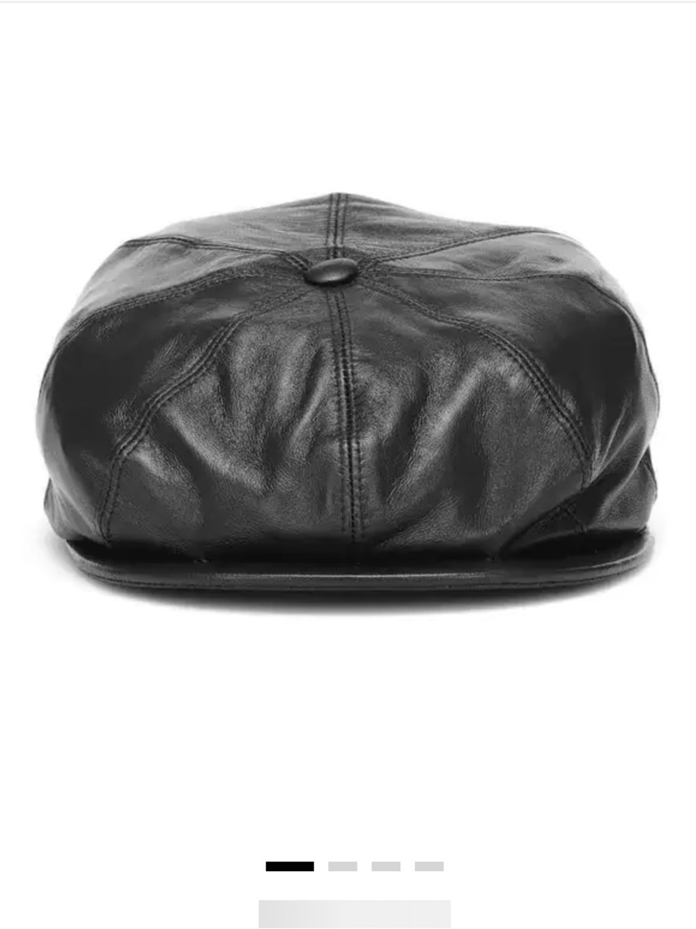 Gabriela Hearst Navy Leather Newsboy Cap